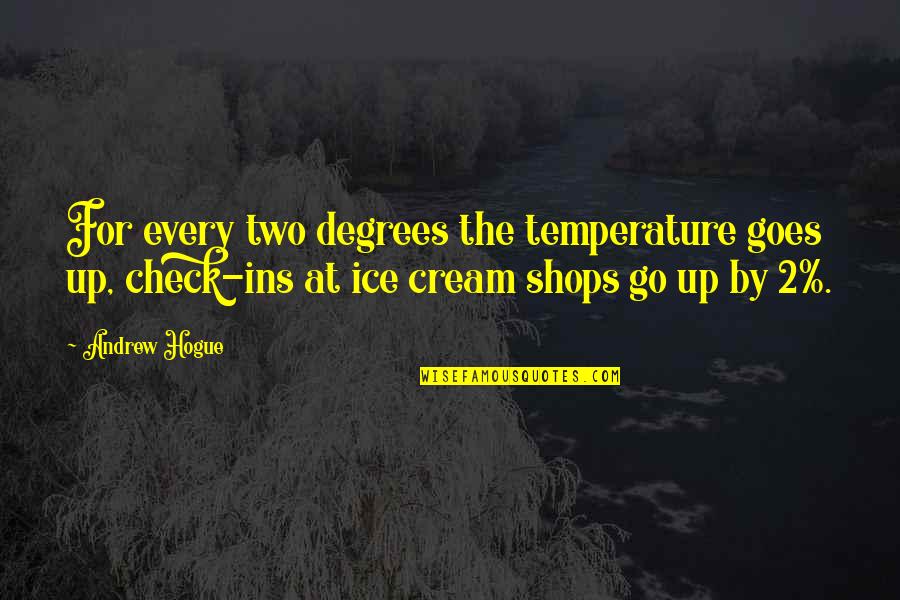 Good Beginner Quotes By Andrew Hogue: For every two degrees the temperature goes up,