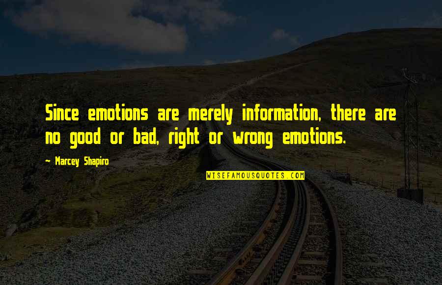 Good Being Bad Quotes By Marcey Shapiro: Since emotions are merely information, there are no