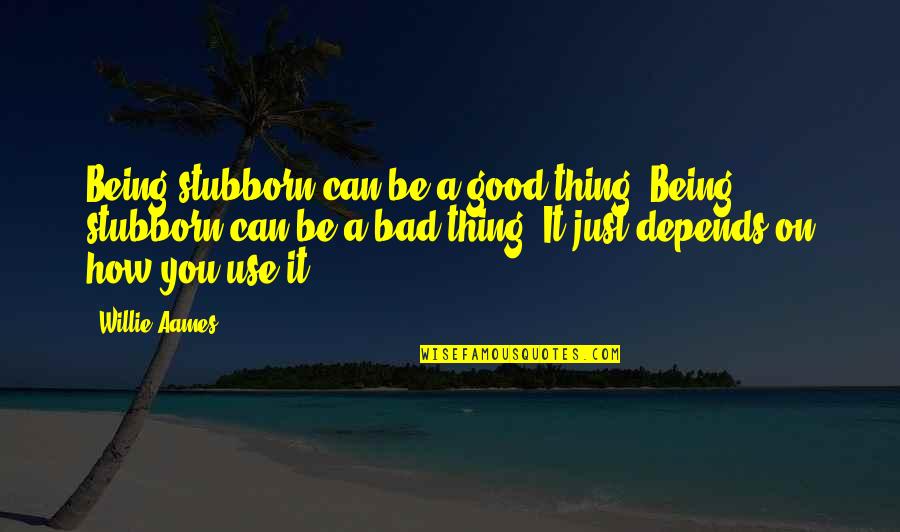 Good Being Bad Quotes By Willie Aames: Being stubborn can be a good thing. Being