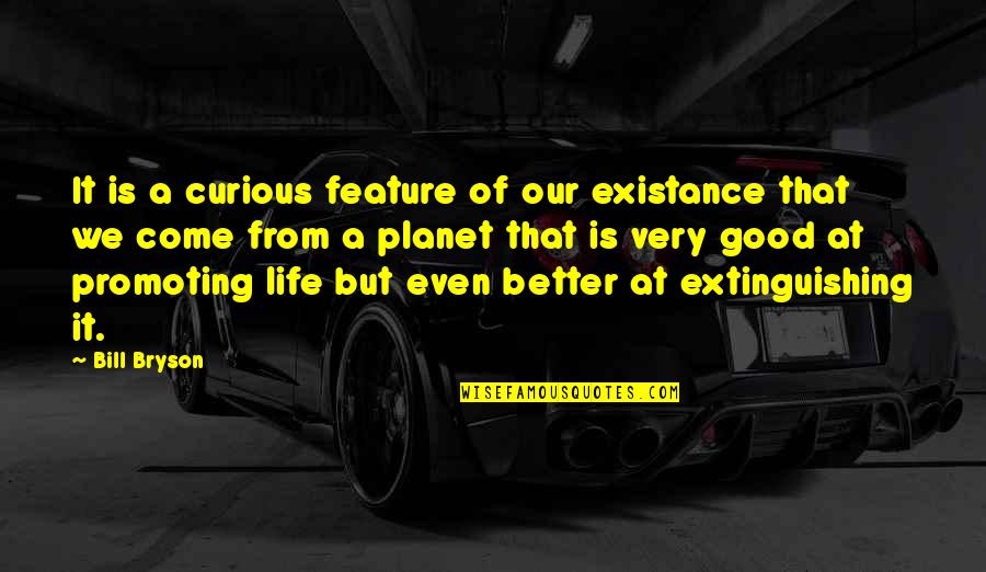 Good Better Life Quotes By Bill Bryson: It is a curious feature of our existance