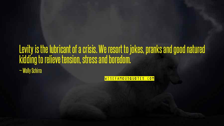 Good Boredom Quotes By Wally Schirra: Levity is the lubricant of a crisis. We Good Boredom Quotes By Wally Schirra: Levity is the lubricant of a crisis. We