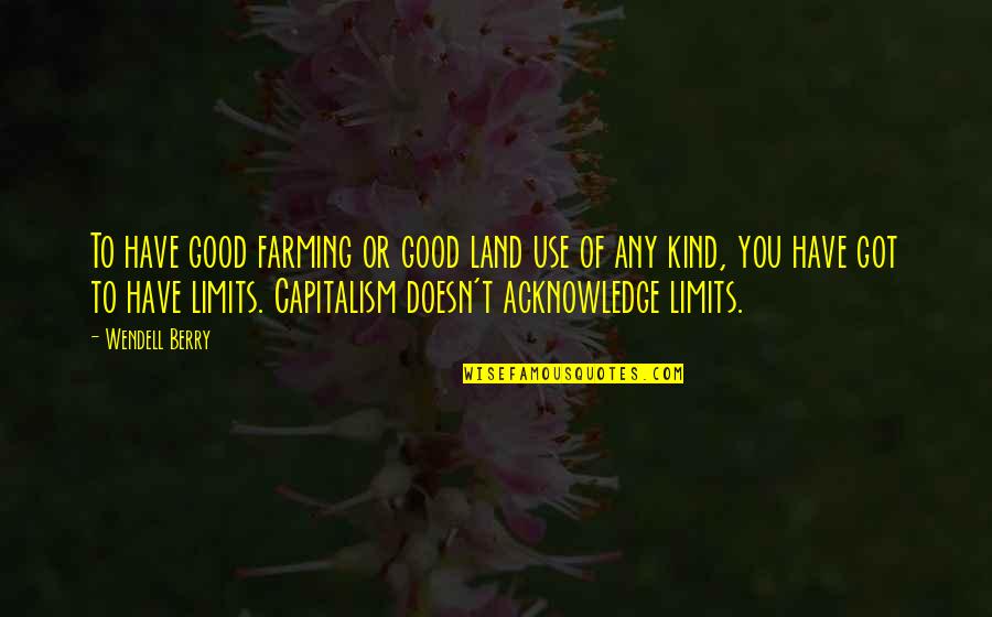 Good Capitalism Quotes By Wendell Berry: To have good farming or good land use