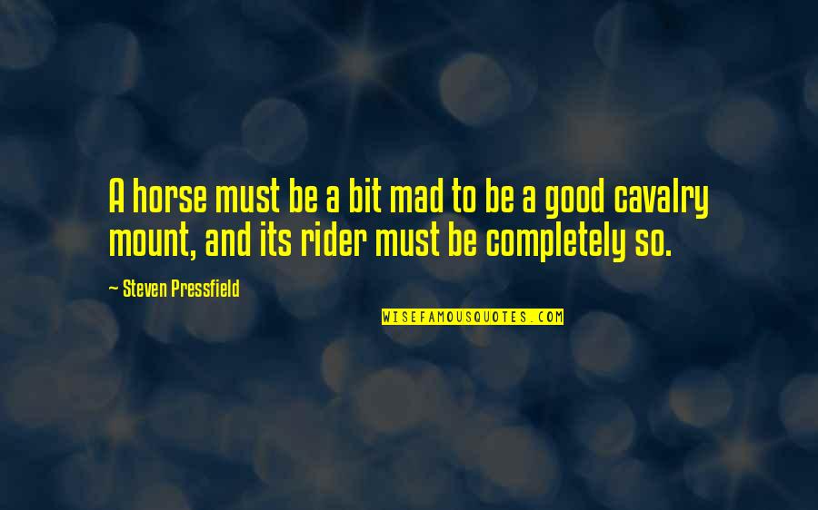 Good Cavalry Quotes By Steven Pressfield: A horse must be a bit mad to Good Cavalry Quotes By Steven Pressfield: A horse must be a bit mad to