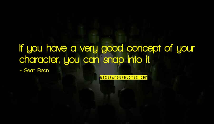 Good Character Quotes By Sean Bean: If you have a very good concept of