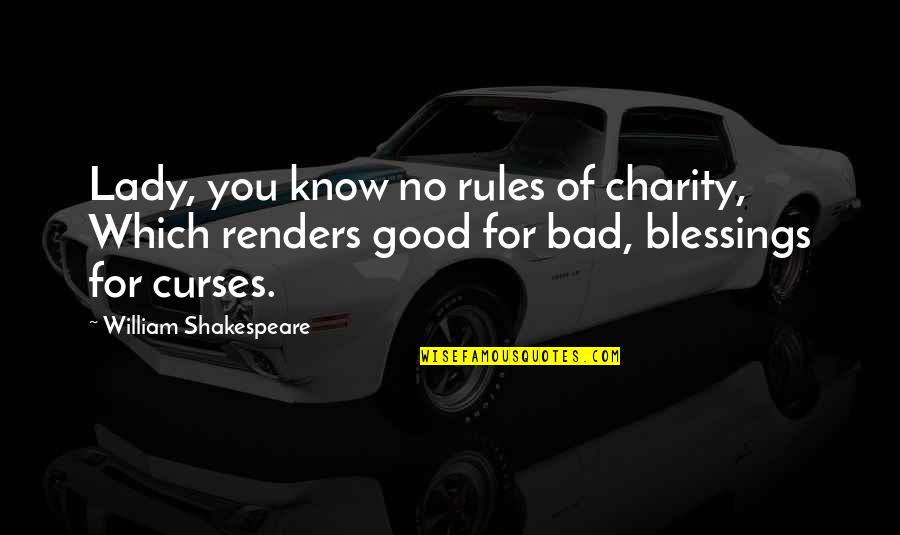 Good Charity Quotes By William Shakespeare: Lady, you know no rules of charity, Which