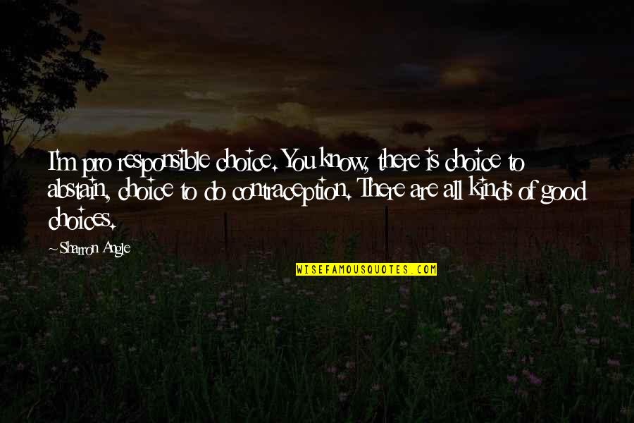 Good Choices Quotes By Sharron Angle: I'm pro responsible choice. You know, there is