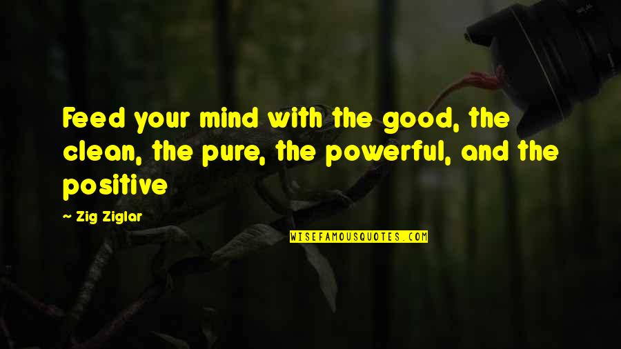 Good Clean Quotes By Zig Ziglar: Feed your mind with the good, the clean,