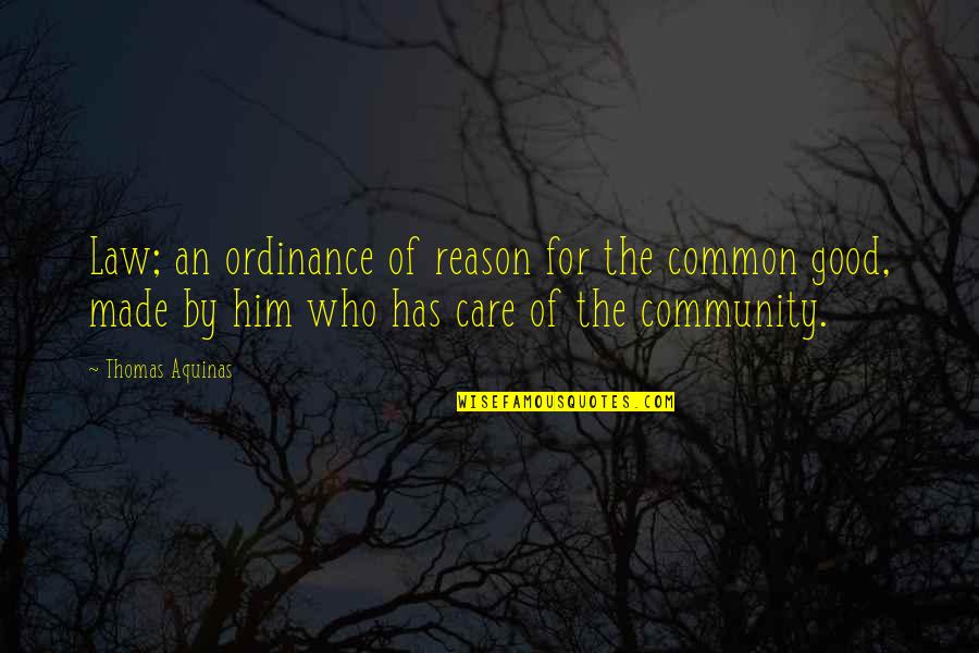 Good Community Quotes By Thomas Aquinas: Law; an ordinance of reason for the common