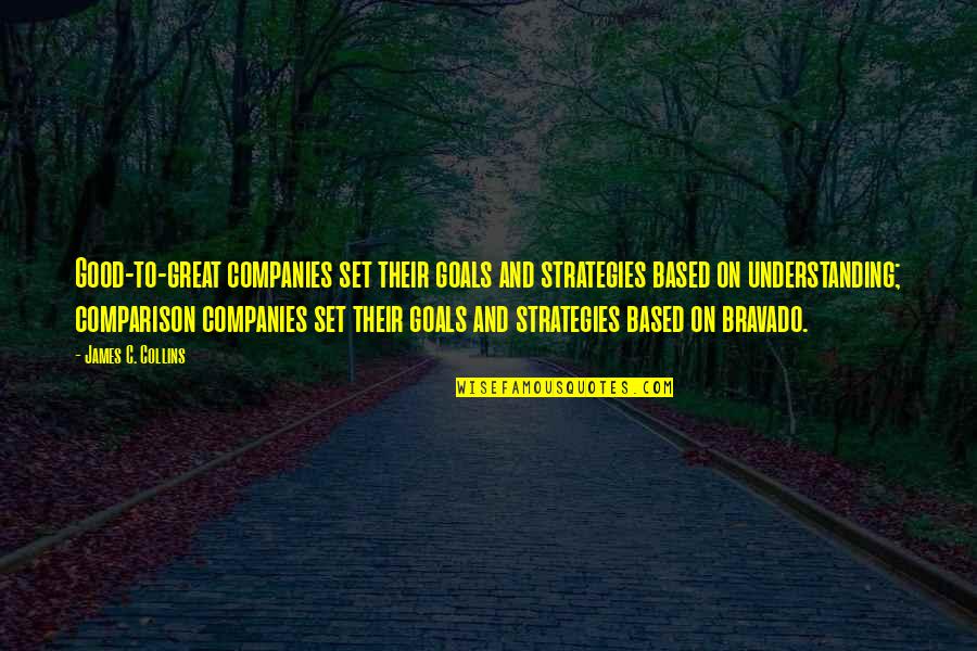 Good Companies Quotes By James C. Collins: Good-to-great companies set their goals and strategies based