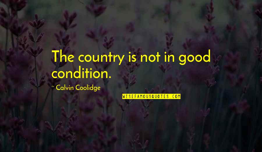 Good Country Quotes By Calvin Coolidge: The country is not in good condition.
