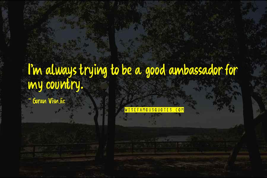 Good Country Quotes By Goran Visnjic: I'm always trying to be a good ambassador