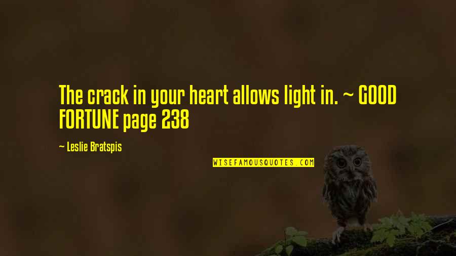 Good Crack Quotes By Leslie Bratspis: The crack in your heart allows light in.