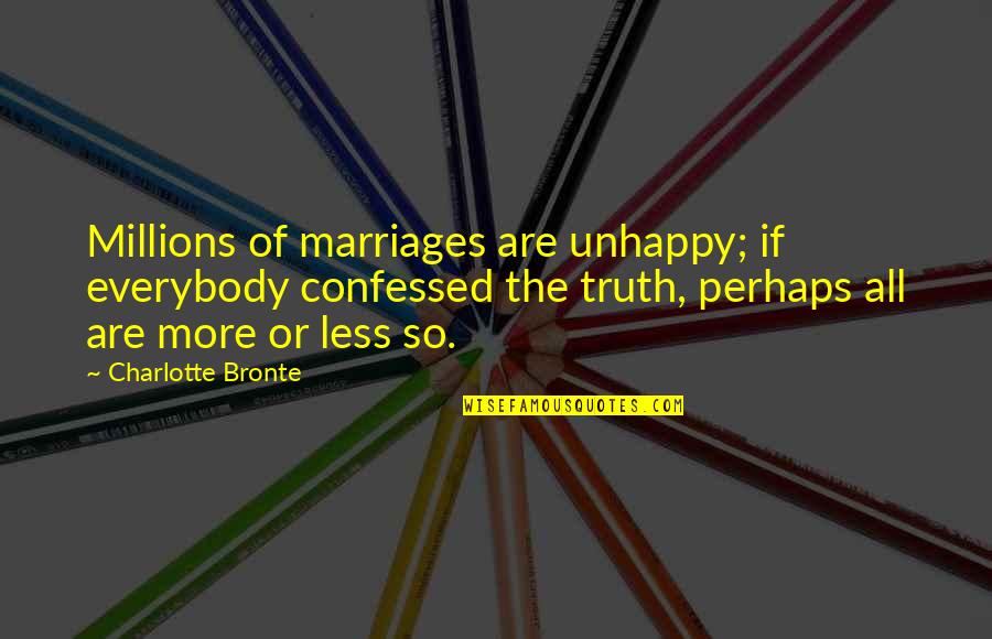 Good Deeds From The Bible Quotes By Charlotte Bronte: Millions of marriages are unhappy; if everybody confessed Good Deeds From The Bible Quotes By Charlotte Bronte: Millions of marriages are unhappy; if everybody confessed