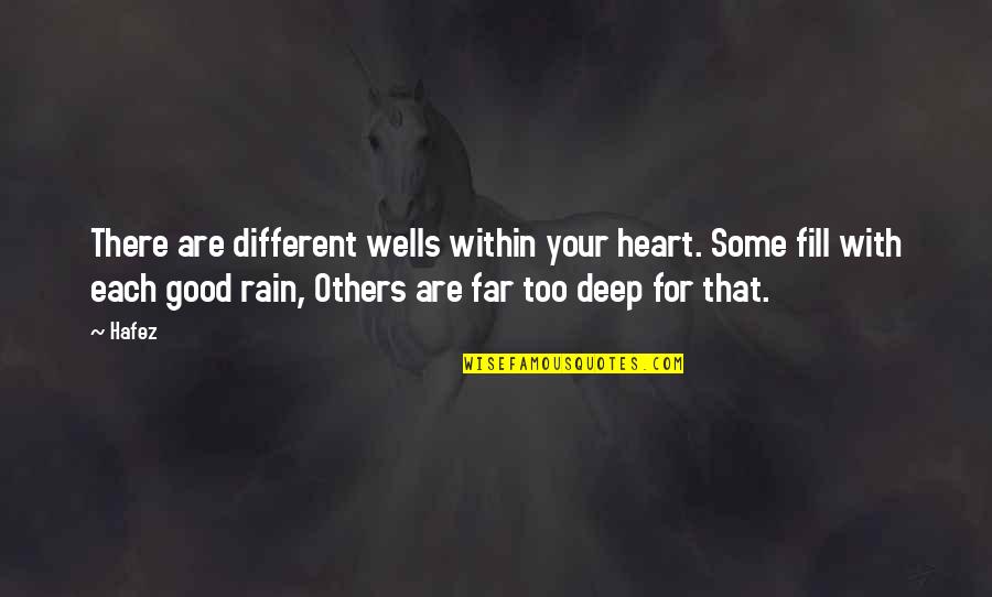 Good Deep Quotes By Hafez: There are different wells within your heart. Some