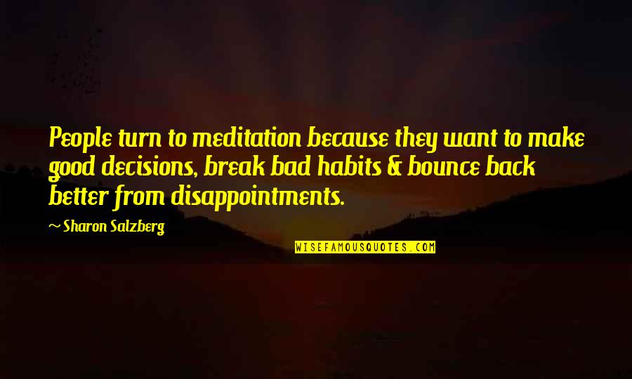 Good Disappointments Quotes By Sharon Salzberg: People turn to meditation because they want to