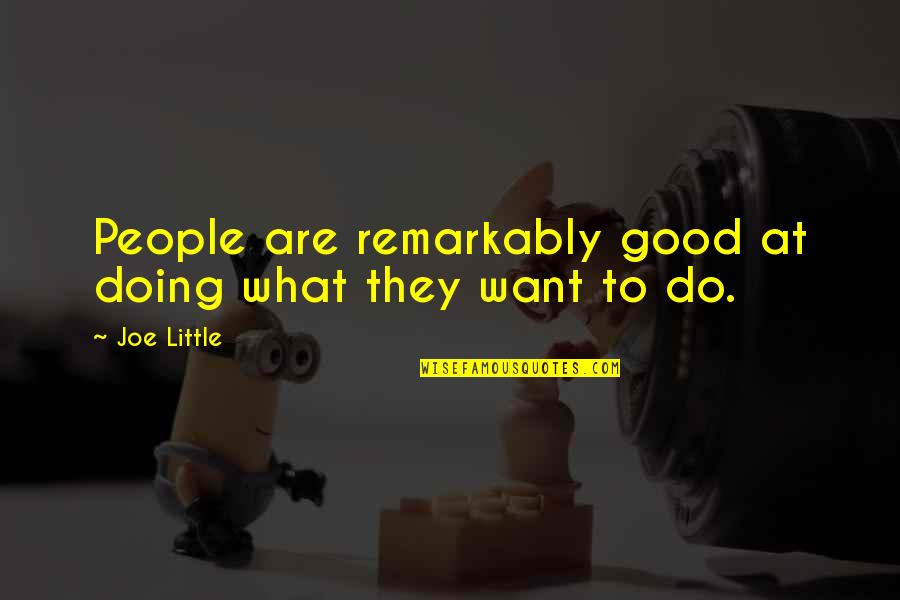 Good Doing Quotes By Joe Little: People are remarkably good at doing what they