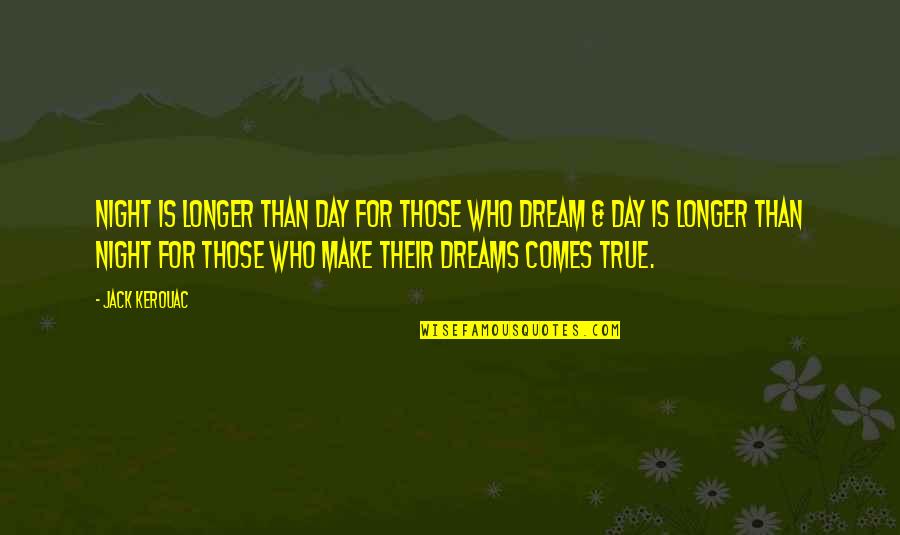 Good Dreams Quotes By Jack Kerouac: Night is longer than day for those who Good Dreams Quotes By Jack Kerouac: Night is longer than day for those who