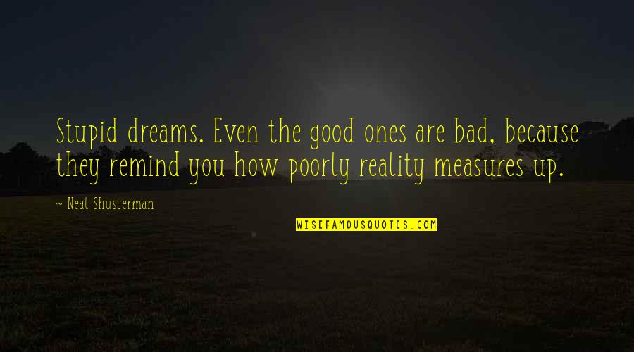 Good Dreams Quotes By Neal Shusterman: Stupid dreams. Even the good ones are bad,