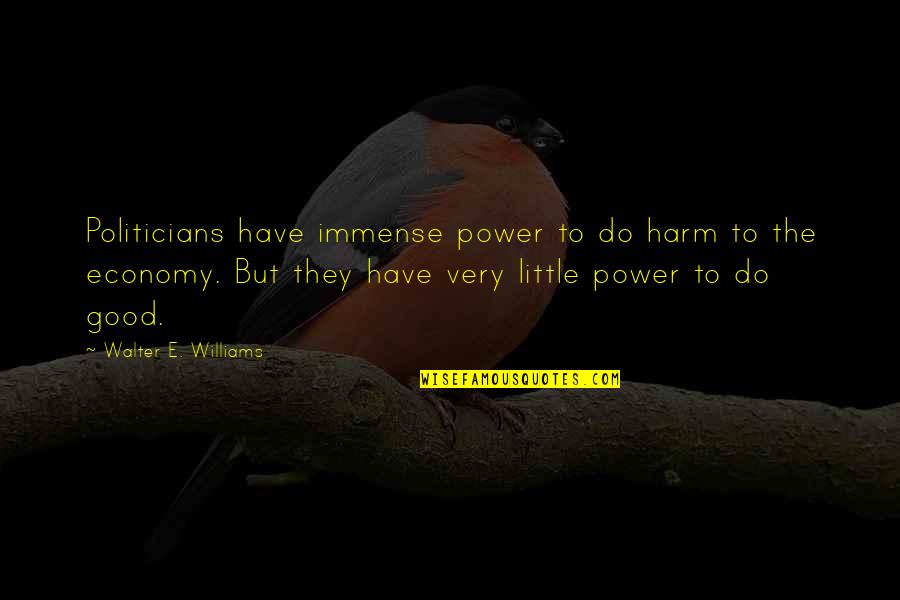 Good Economy Quotes By Walter E. Williams: Politicians have immense power to do harm to