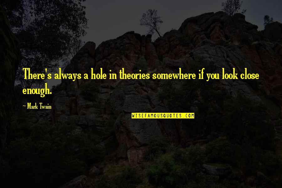 Good Edible Quotes By Mark Twain: There's always a hole in theories somewhere if