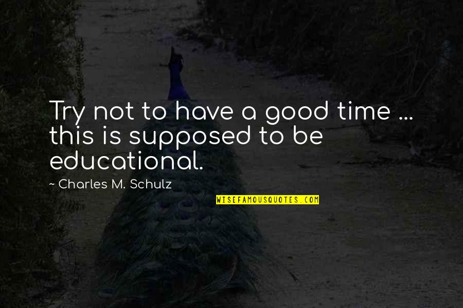 Good Education Quotes By Charles M. Schulz: Try not to have a good time ...