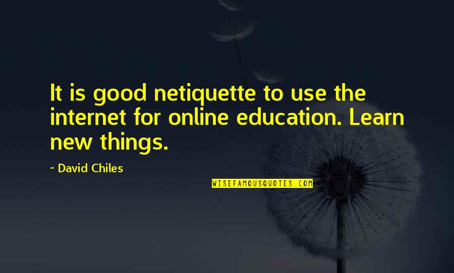 Good Education Quotes By David Chiles: It is good netiquette to use the internet