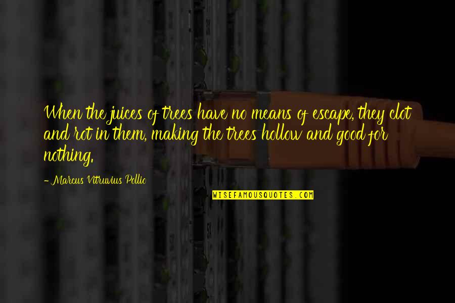 Good Escape Quotes By Marcus Vitruvius Pollio: When the juices of trees have no means Good Escape Quotes By Marcus Vitruvius Pollio: When the juices of trees have no means