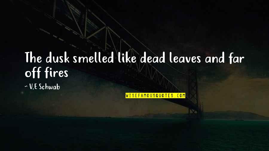 Good Evening God Is Good Quotes By V.E Schwab: The dusk smelled like dead leaves and far Good Evening God Is Good Quotes By V.E Schwab: The dusk smelled like dead leaves and far