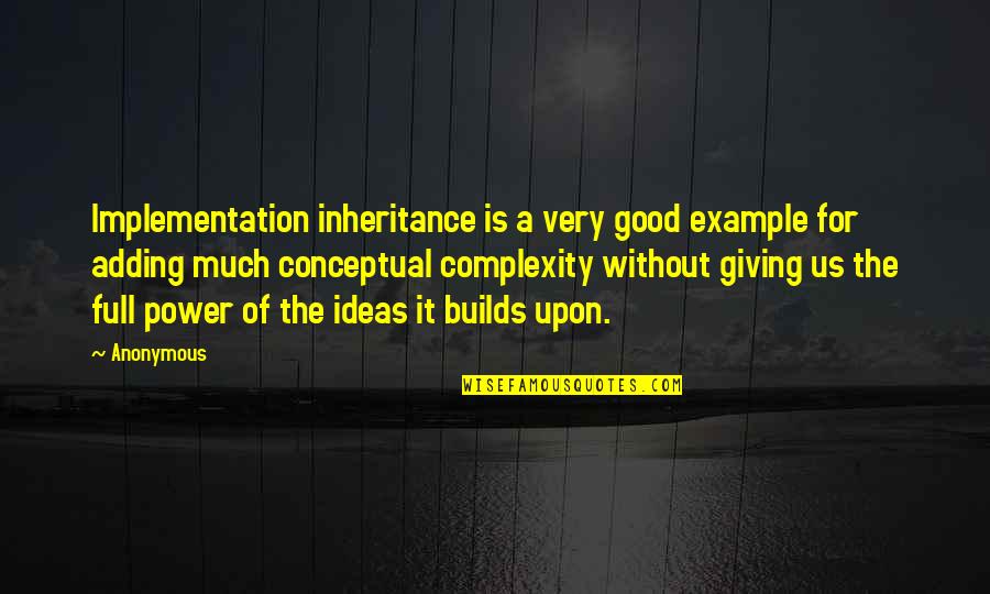 Good Example Quotes By Anonymous: Implementation inheritance is a very good example for Good Example Quotes By Anonymous: Implementation inheritance is a very good example for