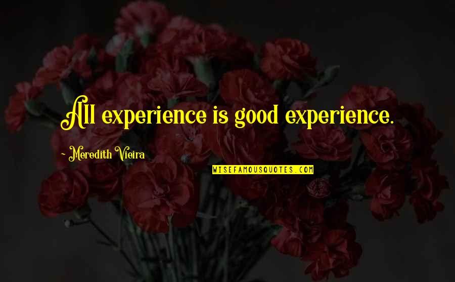Good Experience Quotes By Meredith Vieira: All experience is good experience. Good Experience Quotes By Meredith Vieira: All experience is good experience.