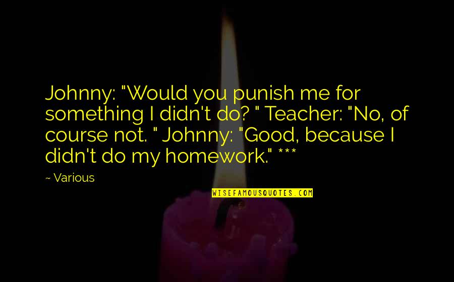 Good For You Quotes By Various: Johnny: "Would you punish me for something I Good For You Quotes By Various: Johnny: "Would you punish me for something I