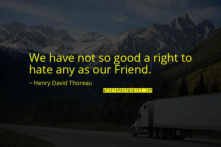 Good Friend To Have Quotes By Henry David Thoreau: We have not so good a right to