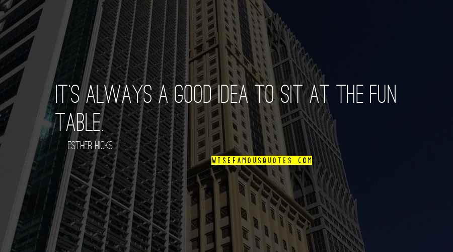 Good Fun Quotes By Esther Hicks: It's always a good idea to sit at
