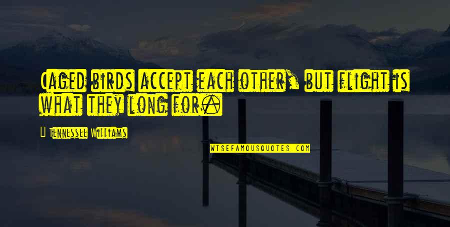 Good Funny School Quotes By Tennessee Williams: Caged birds accept each other, but flight is Good Funny School Quotes By Tennessee Williams: Caged birds accept each other, but flight is