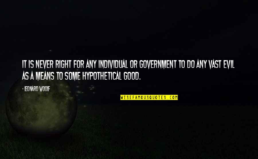 Good Government Is Good Politics Quotes By Leonard Woolf: It is never right for any individual or
