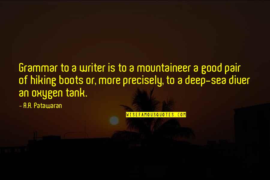 Good Grammar Quotes By A.A. Patawaran: Grammar to a writer is to a mountaineer