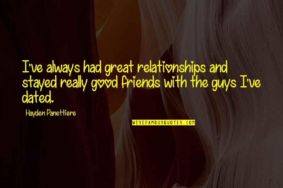 Good Guy Friend Quotes By Hayden Panettiere: I've always had great relationships and stayed really