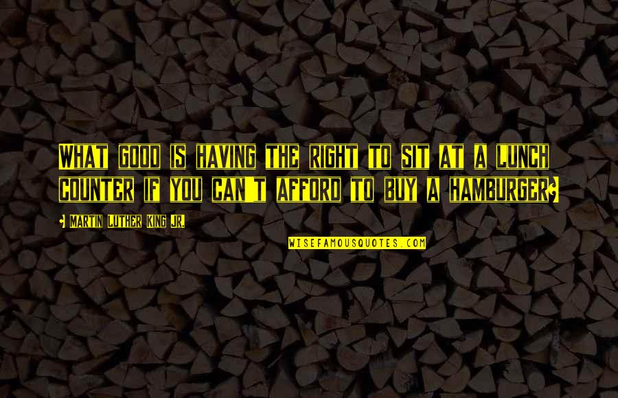 Good Hamburger Quotes By Martin Luther King Jr.: What good is having the right to sit Good Hamburger Quotes By Martin Luther King Jr.: What good is having the right to sit