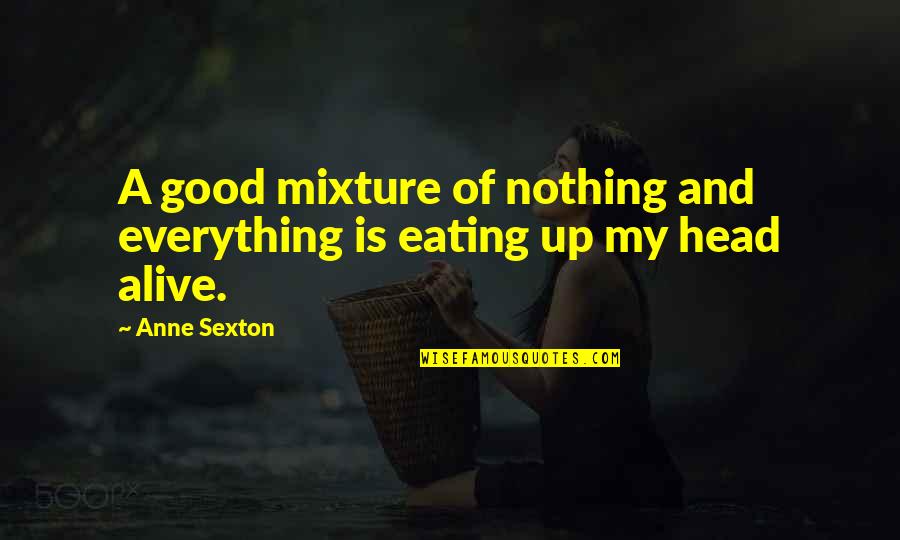 Good Head Quotes By Anne Sexton: A good mixture of nothing and everything is