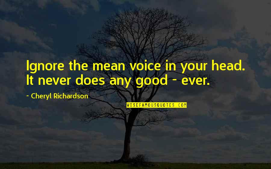 Good Head Quotes By Cheryl Richardson: Ignore the mean voice in your head. It