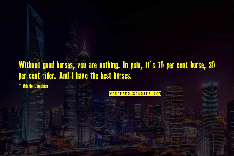 Good Horse Quotes By Adolfo Cambiaso: Without good horses, you are nothing. In polo,