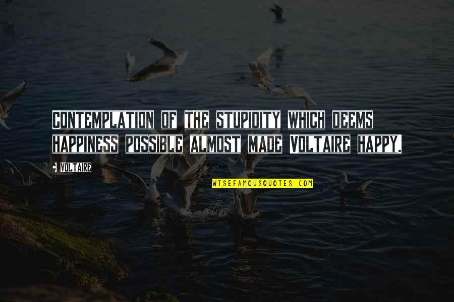 Good Human Condition Quotes By Voltaire: Contemplation of the stupidity which deems happiness possible Good Human Condition Quotes By Voltaire: Contemplation of the stupidity which deems happiness possible