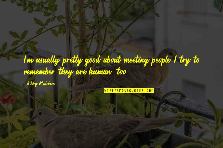 Good Human Quotes By Ashley Madekwe: I'm usually pretty good about meeting people. I