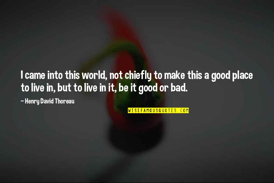 Good In Law Quotes By Henry David Thoreau: I came into this world, not chiefly to Good In Law Quotes By Henry David Thoreau: I came into this world, not chiefly to