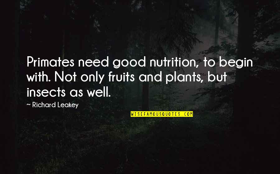 Good Insects Quotes By Richard Leakey: Primates need good nutrition, to begin with. Not