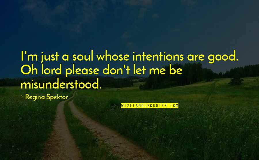 Good Intentions Misunderstood Quotes By Regina Spektor: I'm just a soul whose intentions are good.