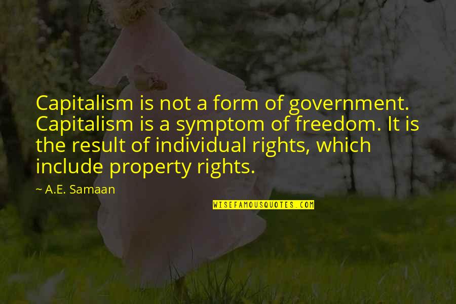 Good Inxs Quotes By A.E. Samaan: Capitalism is not a form of government. Capitalism