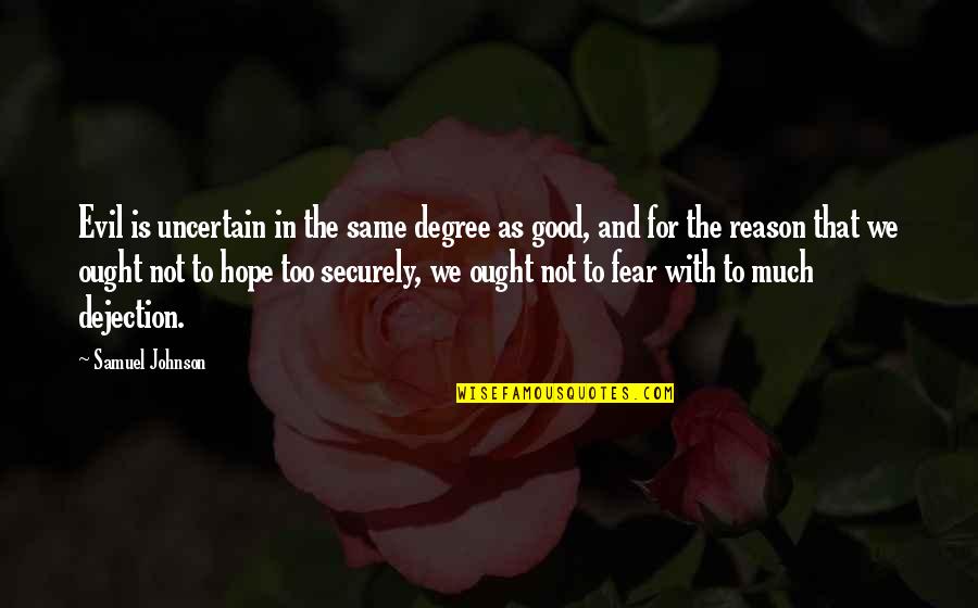 Good Johnson Quotes By Samuel Johnson: Evil is uncertain in the same degree as Good Johnson Quotes By Samuel Johnson: Evil is uncertain in the same degree as