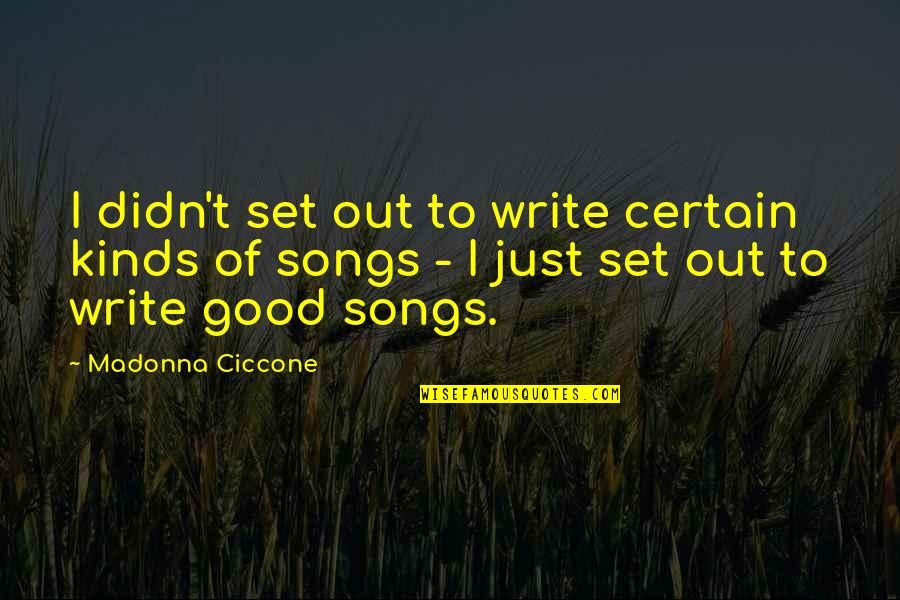 Good Kind Quotes By Madonna Ciccone: I didn't set out to write certain kinds