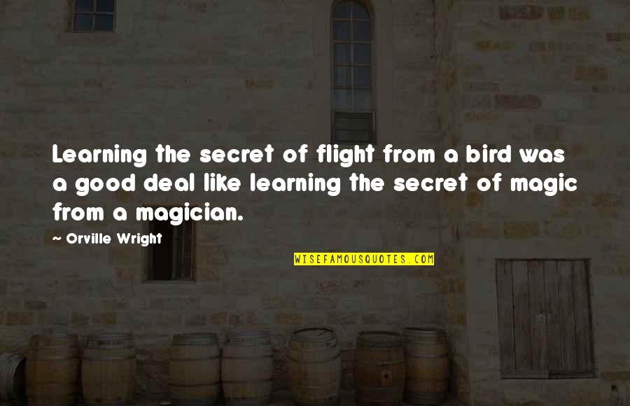 Good Learning Quotes By Orville Wright: Learning the secret of flight from a bird